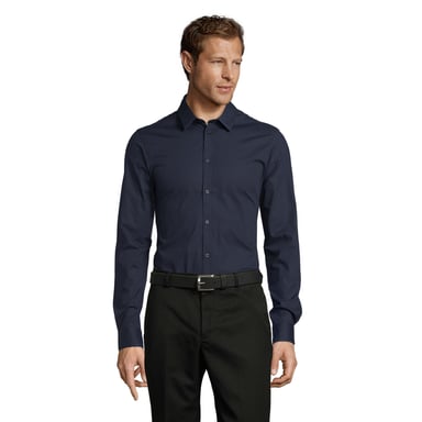 SOLS Mens Blake Stretch Long-Sleeved Shirt (Dark Blue)