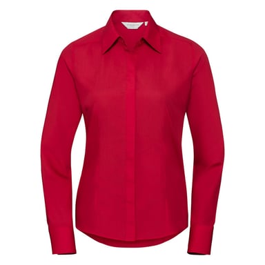 Russell Collection Womens/Ladies Polycotton Slim Long-Sleeved Shirt (Classic Red)