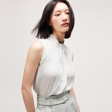 Draped sleeveless top