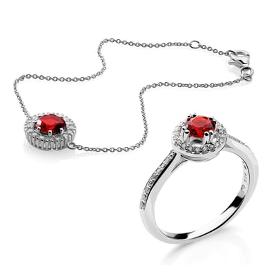 Orphelia 'Kaia' Women's 925 Sterling Silver Set: Bracelet + Ring - Silver SET-7477/RU