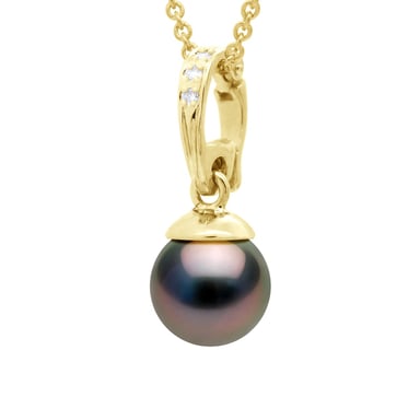 Beaded Pendant Openable Yellow Gold and Real Cultured Tahiti Pearl Round 10-11 mm