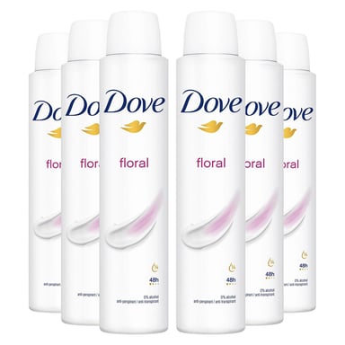 Dove Floral Anti-Perspirant with 48H Sweat Protection Deo for Women 200ml, 6pk