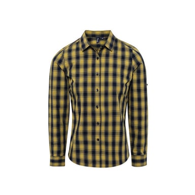 Premier Womens/Ladies Mulligan Checked Long-Sleeved Shirt (Camel/Navy)