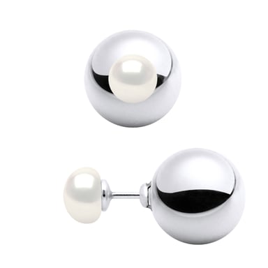 Earrings Both SIDES Real Cultured Freshwater Pearls 7 mm