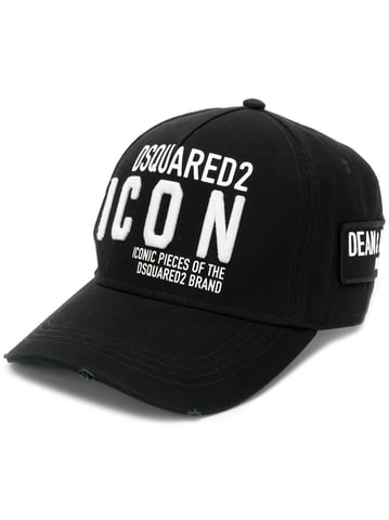 Gorra de béisbol negra con logo bordado ICONIC de Dsquared2