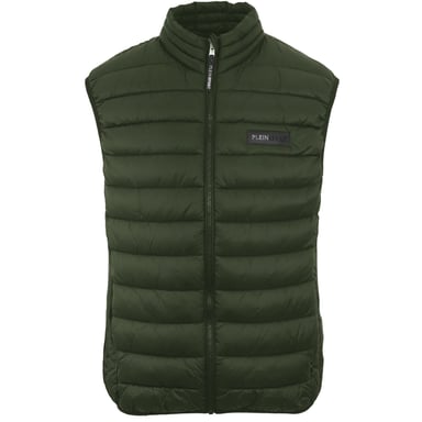 Chaqueta sin mangas verde con logo y parche deportivo de Plein