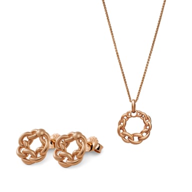 Orphelia 'Estelle' Women's 925 Sterling Silver Set: Chain-Pendant + Earrings - Rose SET-7516/RG