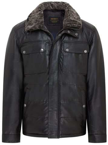 Chaqueta acolchada de cuero negra para hombre - Farsund