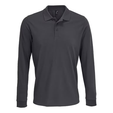 SOLS Unisex Adult Polycotton Long-Sleeved Polo Shirt (Dark Grey Solid)