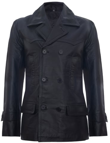 Chaqueta de cuero estilo marinero alemán de piel de vaca de Dr. Who