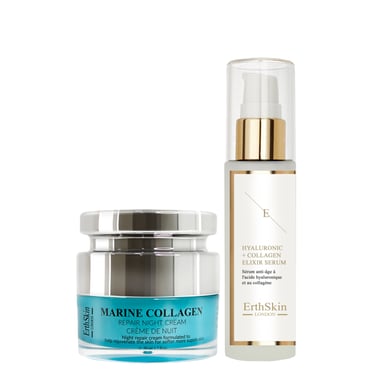 Serum Hidroácido y Colágeno - 60ml + Crema Reparadora de Noche Colágeno Marino 50ml