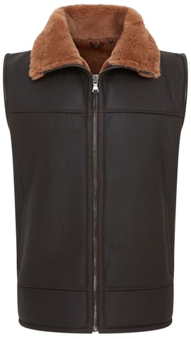 Chaleco de aviador de piel de oveja marrón para hombre - Ambler