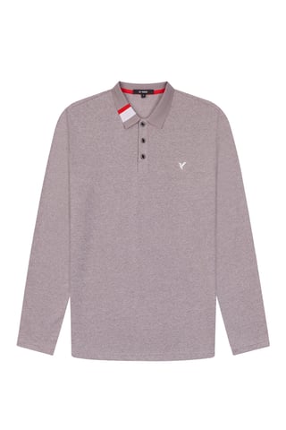 D-Rock Mens Polo Shirt with Dual-Stripe Collar Long Sleeve