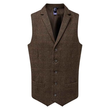 Premier Mens Herringbone Waistcoat (Brown)