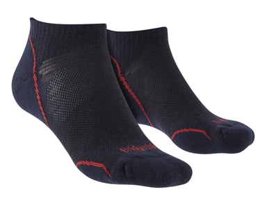 Bridgedale - Calcetines Bajos de Merino para Hombre - Azul Marino / Rojo