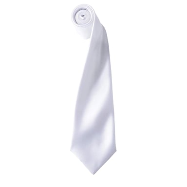 Premier Mens Plain Satin Tie (Narrow Blade) (Pack of 2) (White)