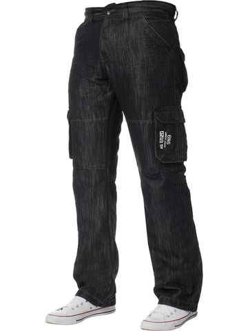 Enzo | Jeans de combate cargo para hombre - Black Wash