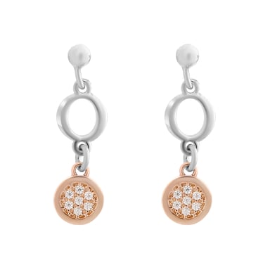 Orphelia 'Maite' Women's 925 Sterling Silver Drop Earrings - Silver/Rose ZO-7376