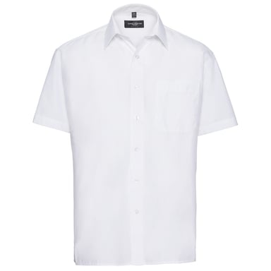 Russell Collection Mens Poplin Easy-Care Short-Sleeved Shirt (White)