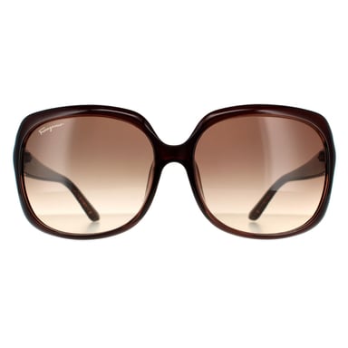 Gafas de sol de mujer rectangulares marrones degradadas Salvatore Ferragamo