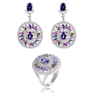 Orphelia 'Enya ' Women's 925 Sterling Silver Set: Earrings + Ring - Silver SET-7428