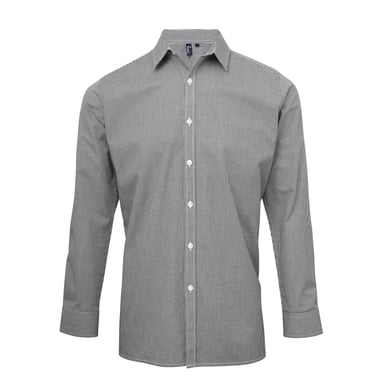 Premier Mens Microcheck Long Sleeve Shirt (Black/White)