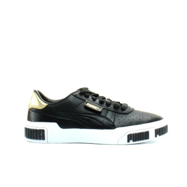 Puma Cali Bold Metálico Metálico Negro de cuero de cuero Up Womens Entrenadores 371207 02