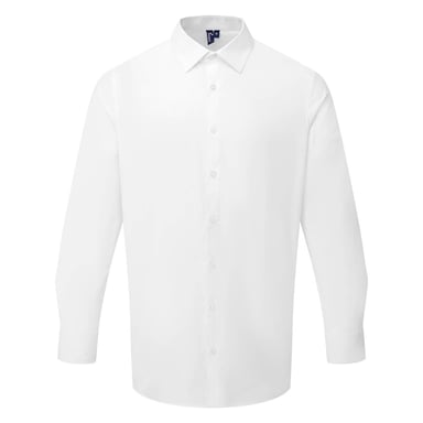 Premier Mens Poplin Long-Sleeved Formal Shirt (White)
