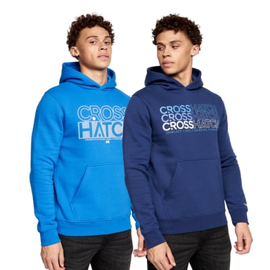 Crosshatch Mens Larmen Hoodie (Pack of 2) (Navy/Blue)