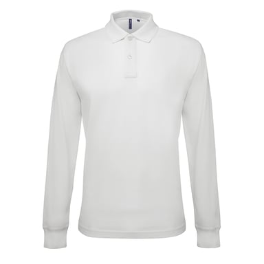 Asquith & Fox Mens Classic Fit Long Sleeved Polo Shirt (White)