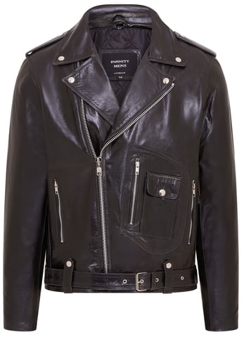 Chaqueta de motorista negra de piel de vaca para hombre de Brando - Pargas