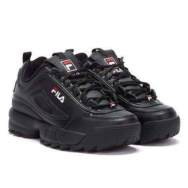 Mens Womens Fila Disruptor II Premium Trainers - (Black / White / Fila Red)
