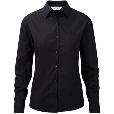 Jerzees Ladies/Womens Long Sleeve Pure Cotton Work Shirt (Black)