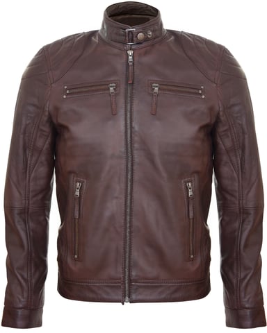Chaqueta de cuero para carreras con cremallera y estilo motero