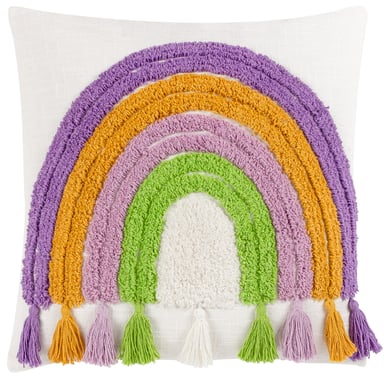 Funda de Cojín Acolchada con Borlas Arcoíris Heya Home