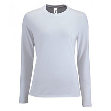 SOLS Womens/Ladies Imperial Long Sleeve T-Shirt (White)