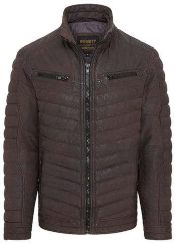 Cazadora bomber de cuero acolchada marrón para hombre - Torpoint