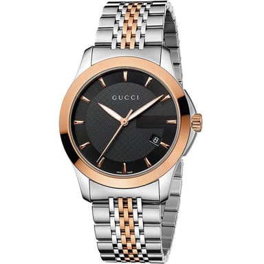 Gucci YA126410 Men's G-Timeless 38mm Black Face Two-Tone Watch