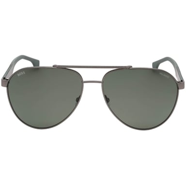 Gafas de sol Hugo Boss con lentes polarizados gris verdoso y acabado mate en rutenio.