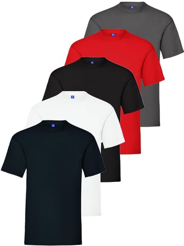 Kruze | Mens Crew Neck T-Shirts (5 Pack) - BLK/NVY/WHT/CHAR/RED