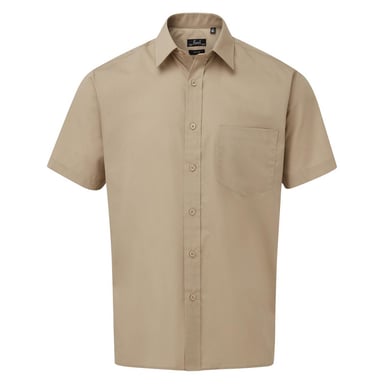 Premier Mens Short Sleeve Poplin Shirt (Khaki)