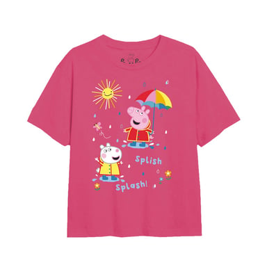 Peppa Pig Girls Rainy Day T-Shirt (Fuchsia)