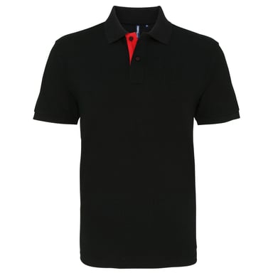 Asquith & Fox Mens Classic Fit Contrast Polo Shirt (Black/ Red)