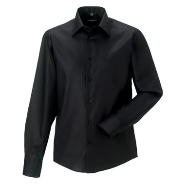 Russell Mens Ultimate Non-Iron Tailored Long-Sleeved Formal Shirt (Black)