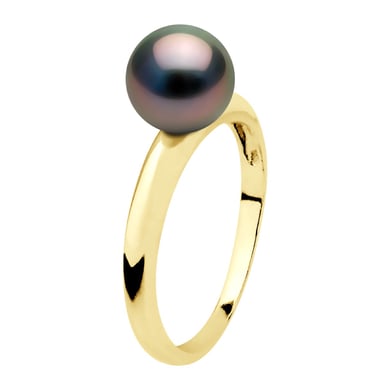 Ring Real Cultured Tahiti Pearl Round 7,5-8 mm - Yellow Gold