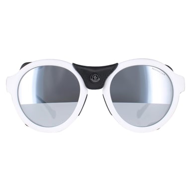 Moncler ML0046 21C blanco negro cuero gris plata espejo gafas de sol