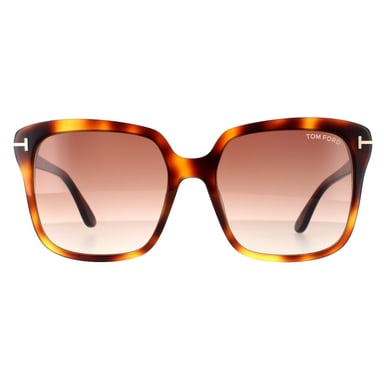Gafas de sol rectangulares para mujer Tom Ford en rubio habano marrón gradiente