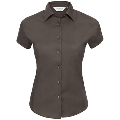 Russell Collection Womens/Ladies Stretch Easy-Care Fitted Short-Sleeved Shirt (Chocolate)