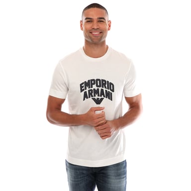 Men's Armani Embroidered Logo T-Shirt in White