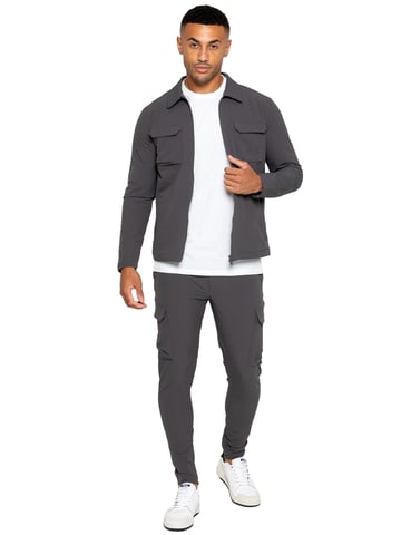 Enzo | Conjunto de chándal Cargo Shacket para hombre - Gris